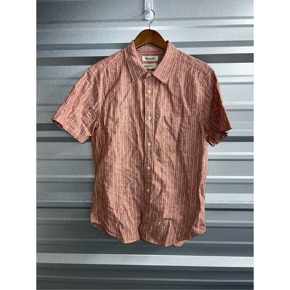 Madewell Red Striped Casual Button Down Shirt